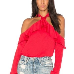 STUNNING SAYLOR West Cold Shoulder Vibrant Red Blouse